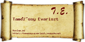 Tamássy Evariszt névjegykártya